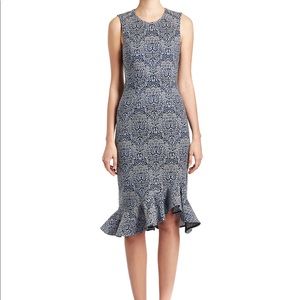 ERDEM Louisa Dress, Navy/Grey/White/Silver, Size US10 / UK14